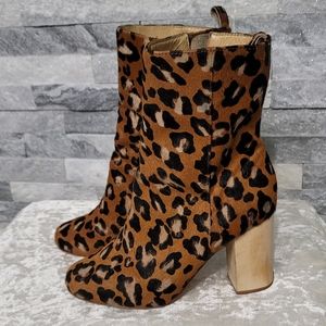 Farylrobin Animal Print Calf Hair Zipper Booties